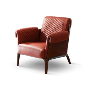 Living Room Modern Leather Arm Leisure Chair With Ottoman