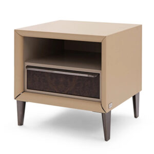 High Classic Leather Bedroom Nightstand