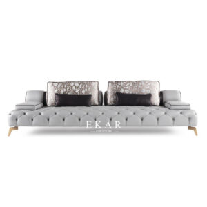 Modern Chesterfield Leather Sofa Set Button Tufted Chesterfield Living Room Luxury Leather + Hardware European Style Fabric 1set